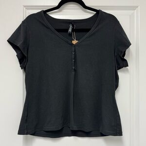 Skims New Vintage Henley T-Shirt in Washed Onyx, Size 3X
